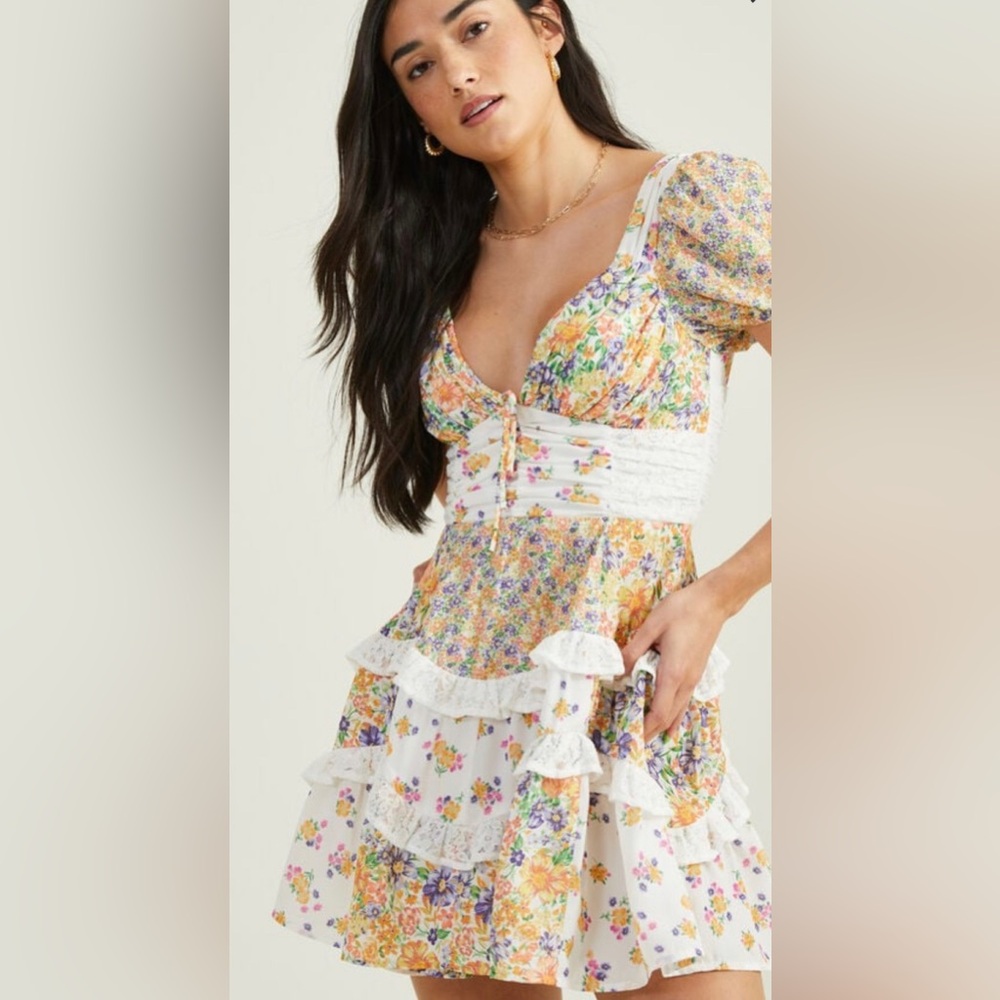 Altar’d State Patchwork Floral Dress